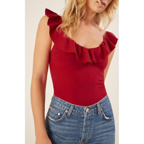 Reformation Red Ruffle Top - Picture 2 of 8